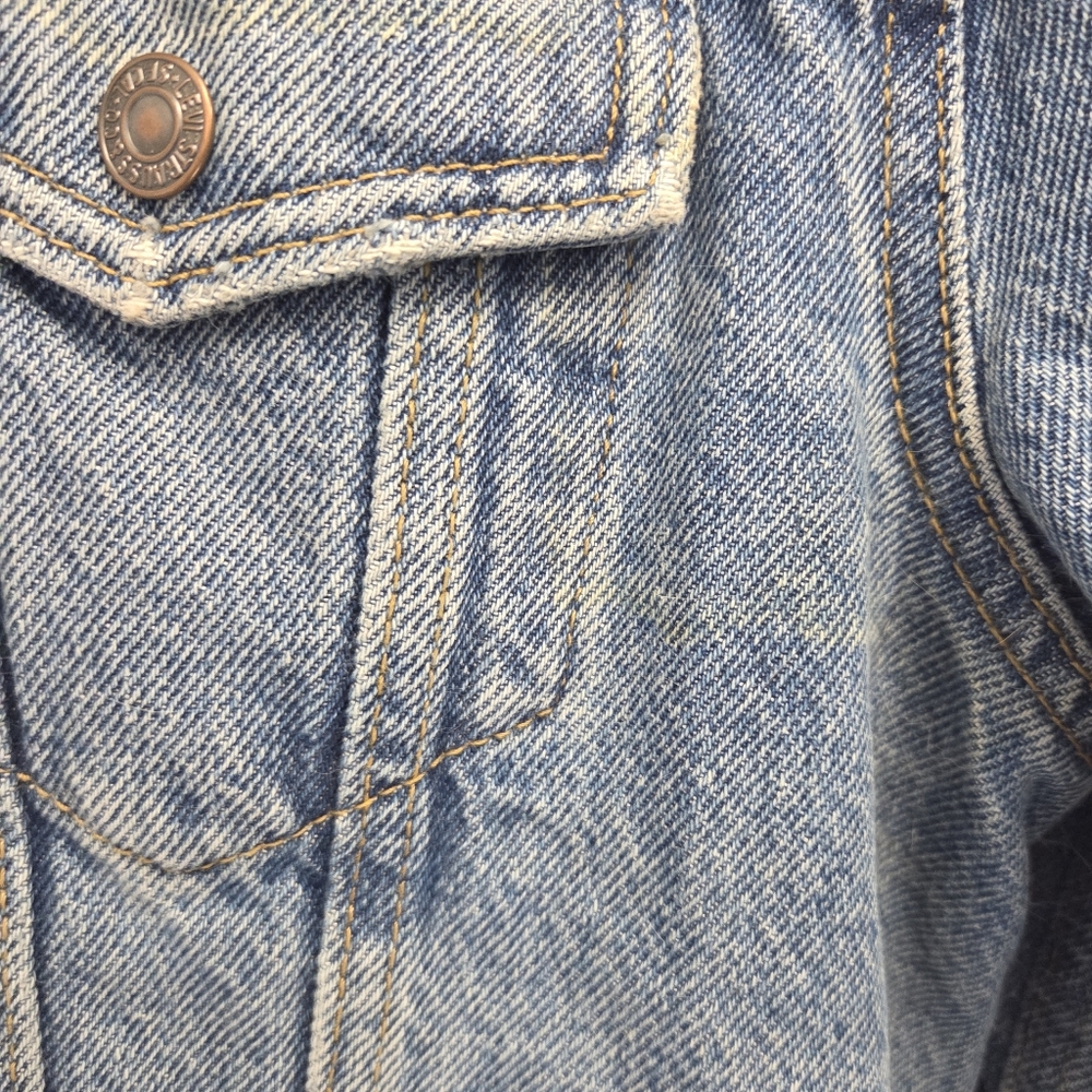 Levi's Original Sherpa Trucker Jacket Blue Denim Jean Coat Women's Size Small - Picture 8 of 14